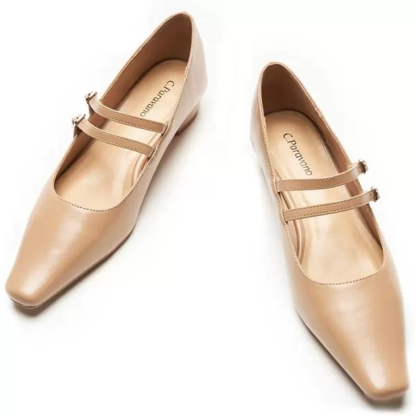 C.Paravano Wome's Pumps Closed Toe Pumps Square Toe Block Heels Adjustable Double Straps Pump Shoes