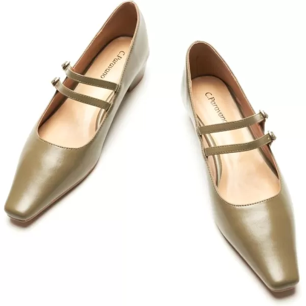 C.Paravano Wome's Pumps Closed Toe Pumps Square Toe Block Heels Adjustable Double Straps Pump Shoes