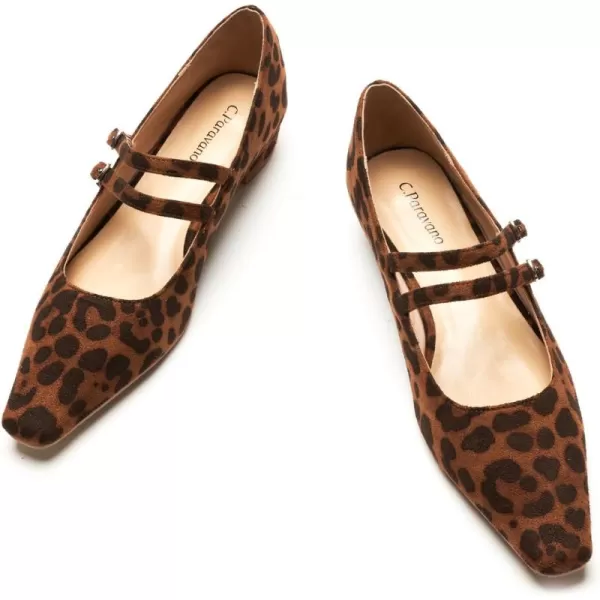 C.Paravano Wome's Pumps Closed Toe Pumps Square Toe Block Heels Adjustable Double Straps Pump Shoes