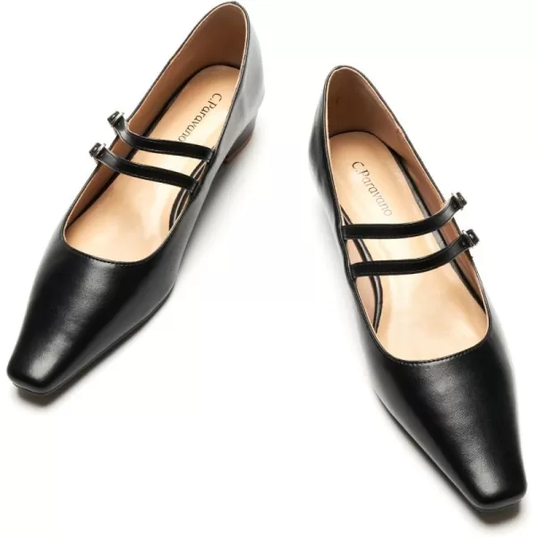 C.Paravano Wome's Pumps Closed Toe Pumps Square Toe Block Heels Adjustable Double Straps Pump Shoes