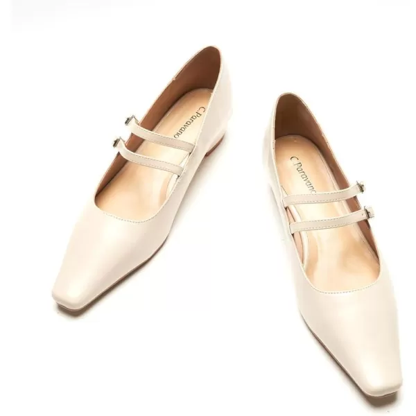 C.Paravano Wome's Pumps Closed Toe Pumps Square Toe Block Heels Adjustable Double Straps Pump Shoes