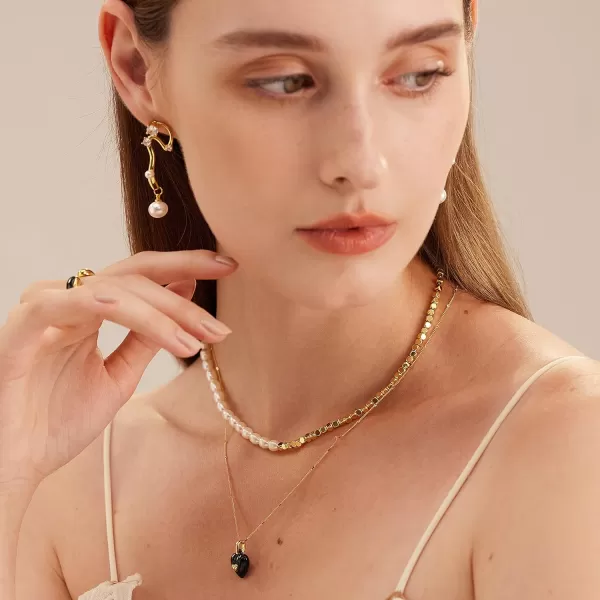 C.Paravano Gold Earrings Dangle | Dangle Earrings Pearl Gold | Wedding Earrings Gold | 18K Gold Plated Earrings for Women | 925 Sterling Silver Earrings for Women