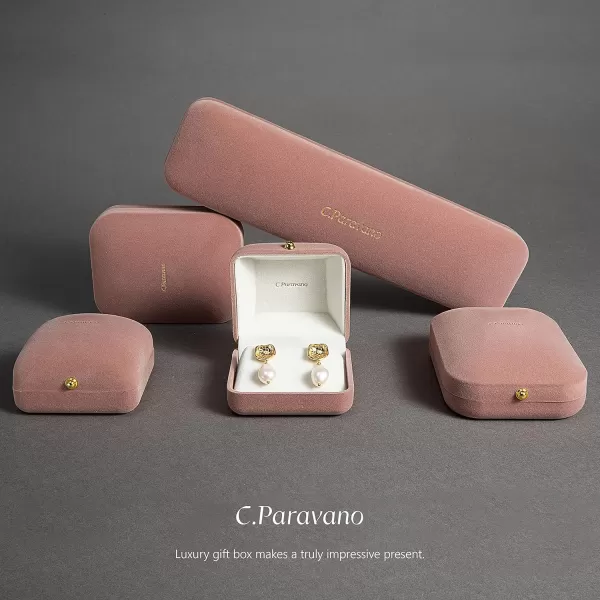 C.Paravano Gold Earrings Dangle | Dangle Earrings Pearl Gold | Wedding Earrings Gold | 18K Gold Plated Earrings for Women | 925 Sterling Silver Earrings for Women