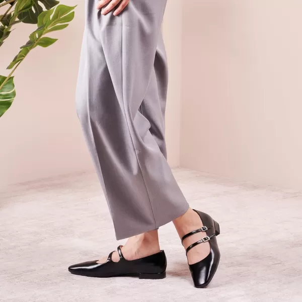 C.Paravano Women's Flats Mary Jane Flats Ballet Flats for Women Square Toe Block Heel Adjustable Straps Flat Fashion Casual Dressy Shoes