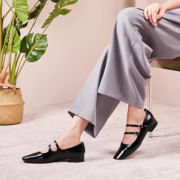 C.Paravano Women's Flats Mary Jane Flats Ballet Flats for Women Square Toe Block Heel Adjustable Straps Flat Fashion Casual Dressy Shoes