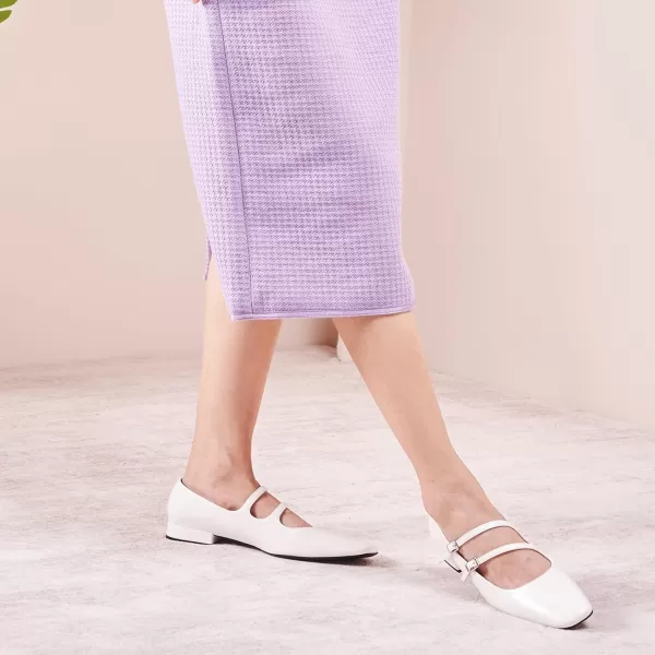 C.Paravano Women's Flats Mary Jane Flats Ballet Flats for Women Square Toe Block Heel Adjustable Straps Flat Fashion Casual Dressy Shoes