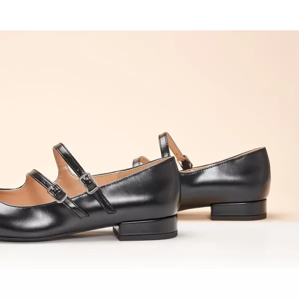 C.Paravano Women's Flats Mary Jane Flats Ballet Flats for Women Square Toe Block Heel Adjustable Straps Flat Fashion Casual Dressy Shoes