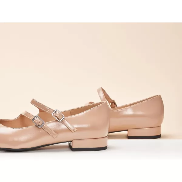 C.Paravano Women's Flats Mary Jane Flats Ballet Flats for Women Square Toe Block Heel Adjustable Straps Flat Fashion Casual Dressy Shoes