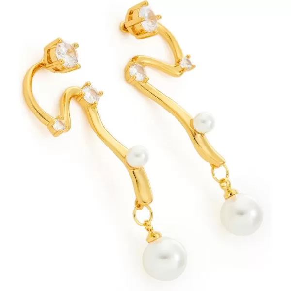 C.Paravano Gold Earrings Dangle | Dangle Earrings Pearl Gold | Wedding Earrings Gold | 18K Gold Plated Earrings for Women | 925 Sterling Silver Earrings for Women