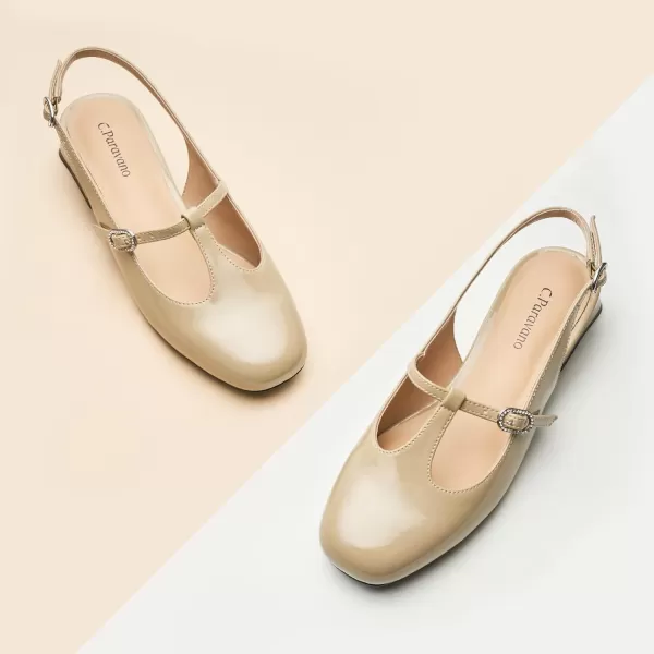 C.Paravano Mary Jane Slingback Pumps Round Toe Low Heel Mary Janes T Strap Slingback Heels Block Heel Mary Janes for Women Sling Back