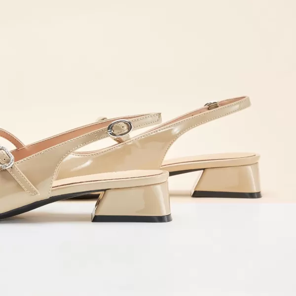 C.Paravano Mary Jane Slingback Pumps Round Toe Low Heel Mary Janes T Strap Slingback Heels Block Heel Mary Janes for Women Sling Back