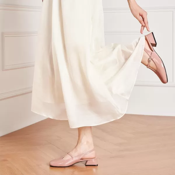 C.Paravano Mary Jane Slingback Pumps Round Toe Low Heel Mary Janes T Strap Slingback Heels Block Heel Mary Janes for Women Sling Back