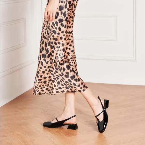 C.Paravano Mary Jane Slingback Pumps Round Toe Low Heel Mary Janes T Strap Slingback Heels Block Heel Mary Janes for Women Sling Back