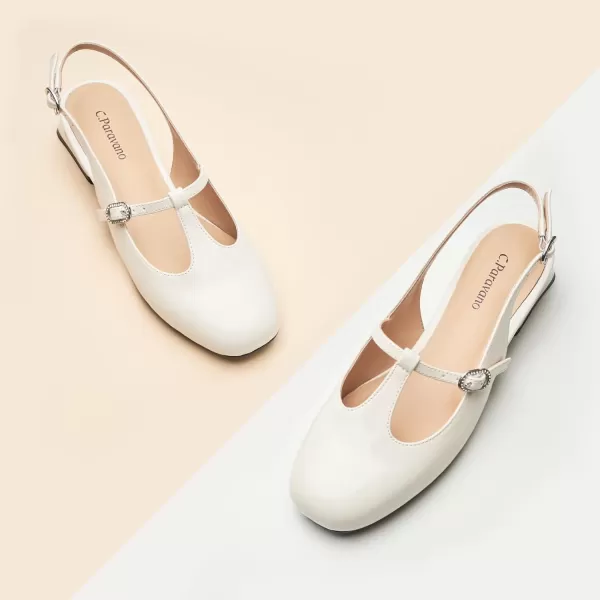 C.Paravano Mary Jane Slingback Pumps Round Toe Low Heel Mary Janes T Strap Slingback Heels Block Heel Mary Janes for Women Sling Back