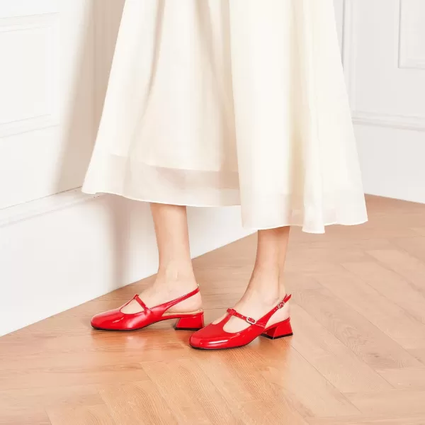 C.Paravano Mary Jane Slingback Pumps Round Toe Low Heel Mary Janes T Strap Slingback Heels Block Heel Mary Janes for Women Sling Back