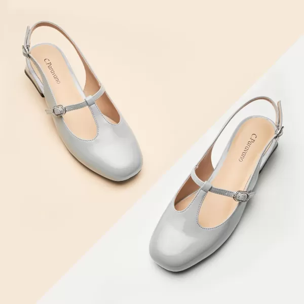 C.Paravano Mary Jane Slingback Pumps Round Toe Low Heel Mary Janes T Strap Slingback Heels Block Heel Mary Janes for Women Sling Back