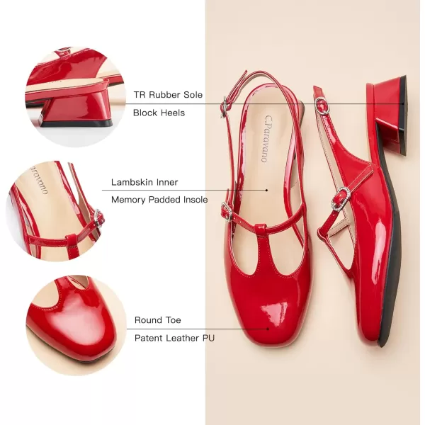C.Paravano Mary Jane Slingback Pumps Round Toe Low Heel Mary Janes T Strap Slingback Heels Block Heel Mary Janes for Women Sling Back