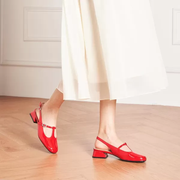 C.Paravano Mary Jane Slingback Pumps Round Toe Low Heel Mary Janes T Strap Slingback Heels Block Heel Mary Janes for Women Sling Back