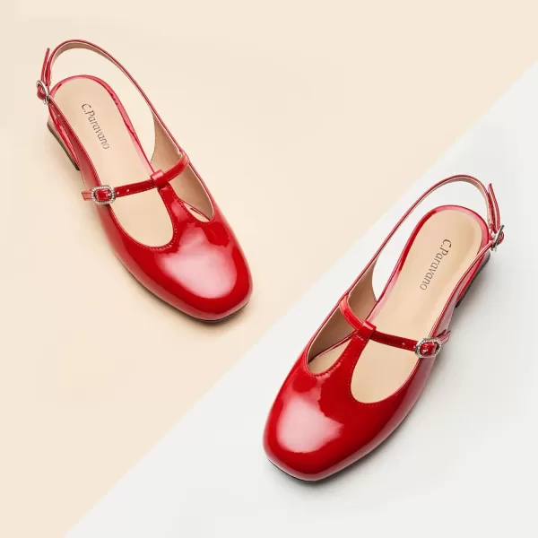 C.Paravano Mary Jane Slingback Pumps Round Toe Low Heel Mary Janes T Strap Slingback Heels Block Heel Mary Janes for Women Sling Back