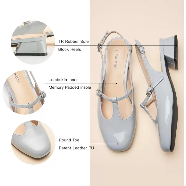 C.Paravano Mary Jane Slingback Pumps Round Toe Low Heel Mary Janes T Strap Slingback Heels Block Heel Mary Janes for Women Sling Back