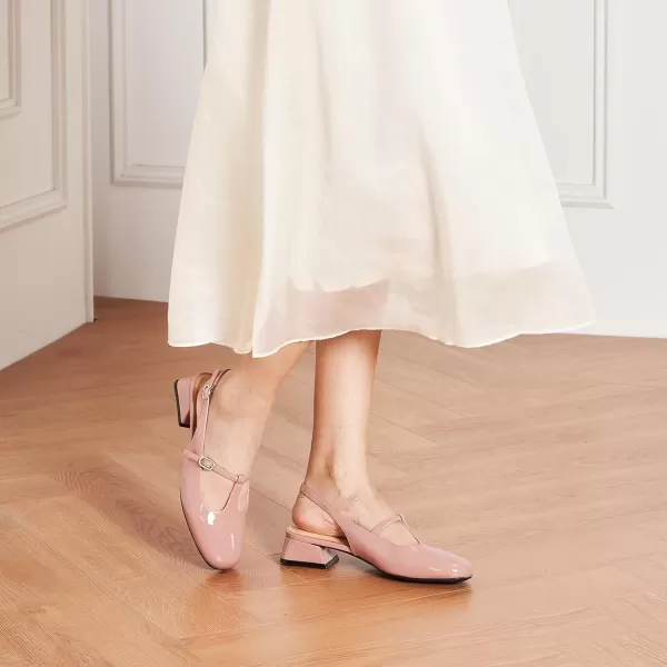 C.Paravano Mary Jane Slingback Pumps Round Toe Low Heel Mary Janes T Strap Slingback Heels Block Heel Mary Janes for Women Sling Back