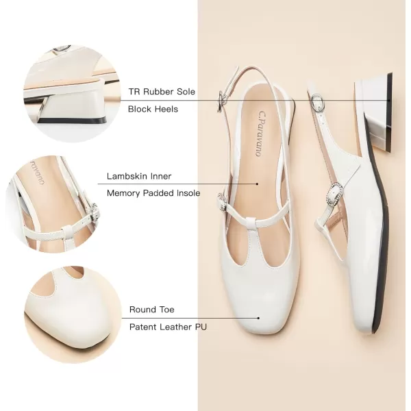 C.Paravano Mary Jane Slingback Pumps Round Toe Low Heel Mary Janes T Strap Slingback Heels Block Heel Mary Janes for Women Sling Back