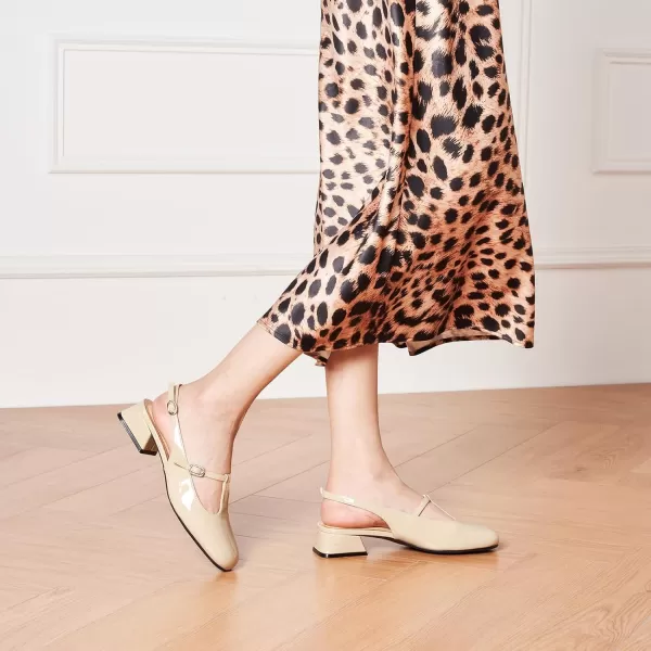 C.Paravano Mary Jane Slingback Pumps Round Toe Low Heel Mary Janes T Strap Slingback Heels Block Heel Mary Janes for Women Sling Back