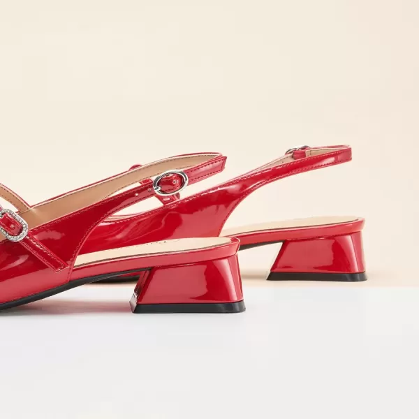 C.Paravano Mary Jane Slingback Pumps Round Toe Low Heel Mary Janes T Strap Slingback Heels Block Heel Mary Janes for Women Sling Back