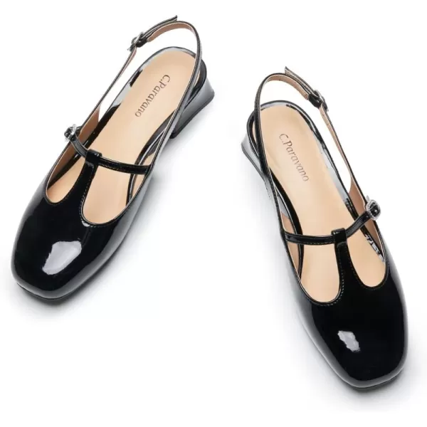 C.Paravano Mary Jane Slingback Pumps Round Toe Low Heel Mary Janes T Strap Slingback Heels Block Heel Mary Janes for Women Sling Back