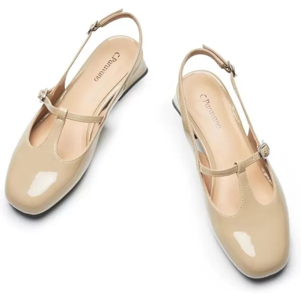 C.Paravano Mary Jane Slingback Pumps Round Toe Low Heel Mary Janes T Strap Slingback Heels Block Heel Mary Janes for Women Sling Back