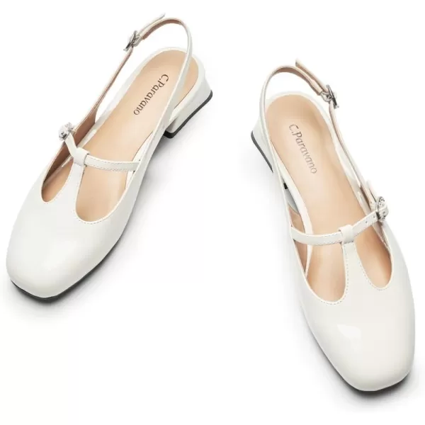 C.Paravano Mary Jane Slingback Pumps Round Toe Low Heel Mary Janes T Strap Slingback Heels Block Heel Mary Janes for Women Sling Back