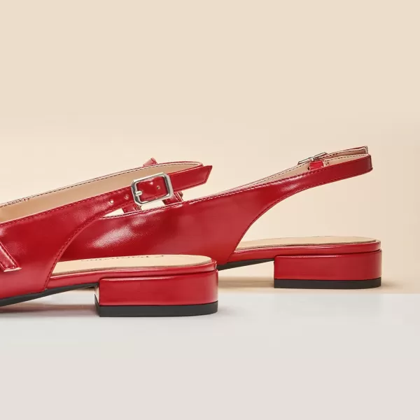 C.Paravano Slingback Flat Sandals Mary Jane Flats Square Toe Block Heel Sandals Adjustable Straps Slip on Fashion Casual Dress Shoes