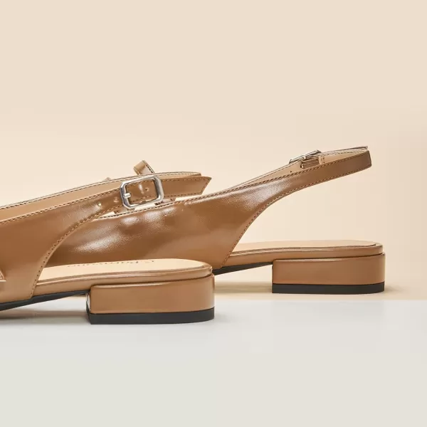 C.Paravano Slingback Flat Sandals Mary Jane Flats Square Toe Block Heel Sandals Adjustable Straps Slip on Fashion Casual Dress Shoes