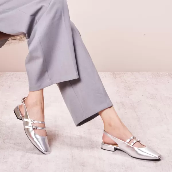 C.Paravano Slingback Flat Sandals Mary Jane Flats Square Toe Block Heel Sandals Adjustable Straps Slip on Fashion Casual Dress Shoes