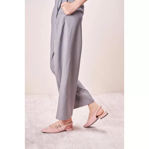 C.Paravano Slingback Flat Sandals Mary Jane Flats Square Toe Block Heel Sandals Adjustable Straps Slip on Fashion Casual Dress Shoes