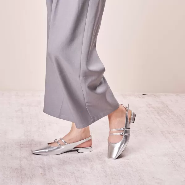 C.Paravano Slingback Flat Sandals Mary Jane Flats Square Toe Block Heel Sandals Adjustable Straps Slip on Fashion Casual Dress Shoes