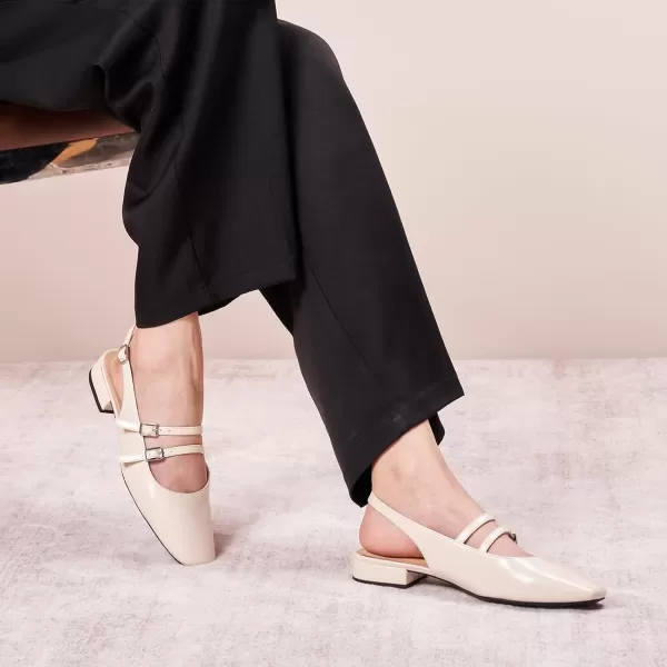 C.Paravano Slingback Flat Sandals Mary Jane Flats Square Toe Block Heel Sandals Adjustable Straps Slip on Fashion Casual Dress Shoes