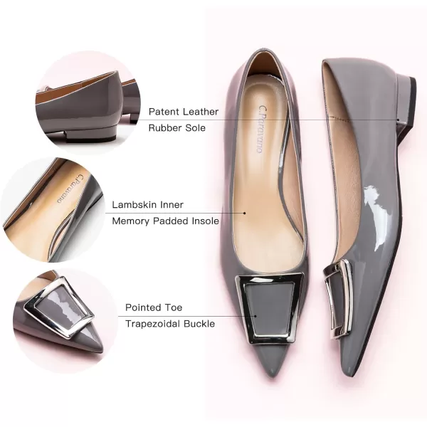 C.Paravano Flats Shoes for Women Pointed Toe Flats Dressy Flats Ballet Flats Shoes Patent Leather Shoes Comfortable Slip On Flat