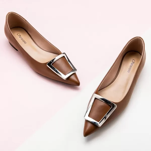 C.Paravano Flats Shoes for Women Pointed Toe Flats Dressy Flats Ballet Flats Shoes Patent Leather Shoes Comfortable Slip On Flat
