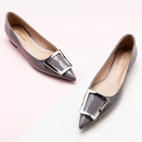 C.Paravano Flats Shoes for Women Pointed Toe Flats Dressy Flats Ballet Flats Shoes Patent Leather Shoes Comfortable Slip On Flat