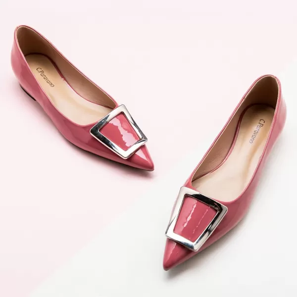 C.Paravano Flats Shoes for Women Pointed Toe Flats Dressy Flats Ballet Flats Shoes Patent Leather Shoes Comfortable Slip On Flat
