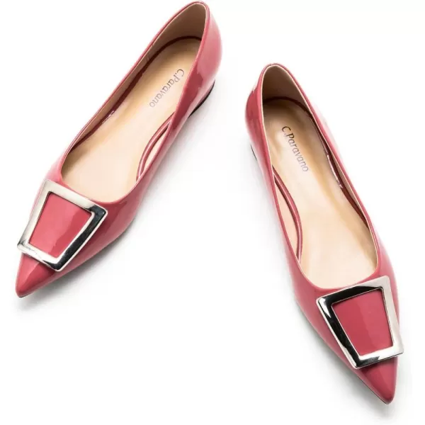 C.Paravano Flats Shoes for Women Pointed Toe Flats Dressy Flats Ballet Flats Shoes Patent Leather Shoes Comfortable Slip On Flat
