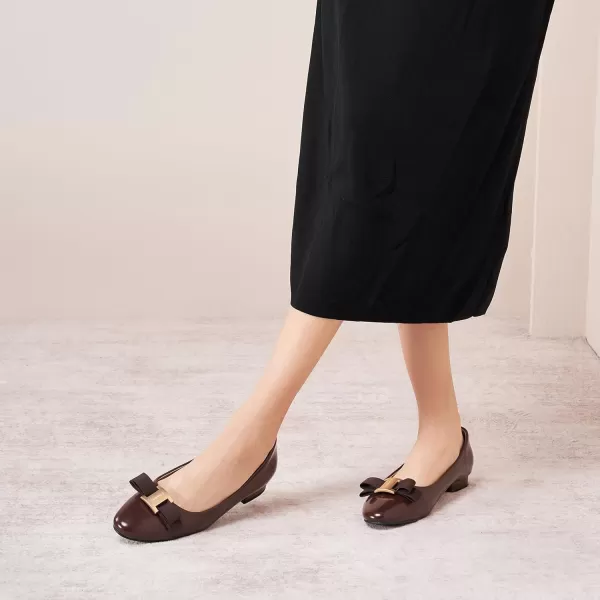 C.Paravano Women's Flats Bowknot Shoes Ballet Flats for Women Round Toe Flats Leather Shoes for Women Womens Shoes Dressy Casual