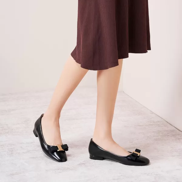 C.Paravano Women's Flats Bowknot Shoes Ballet Flats for Women Round Toe Flats Leather Shoes for Women Womens Shoes Dressy Casual