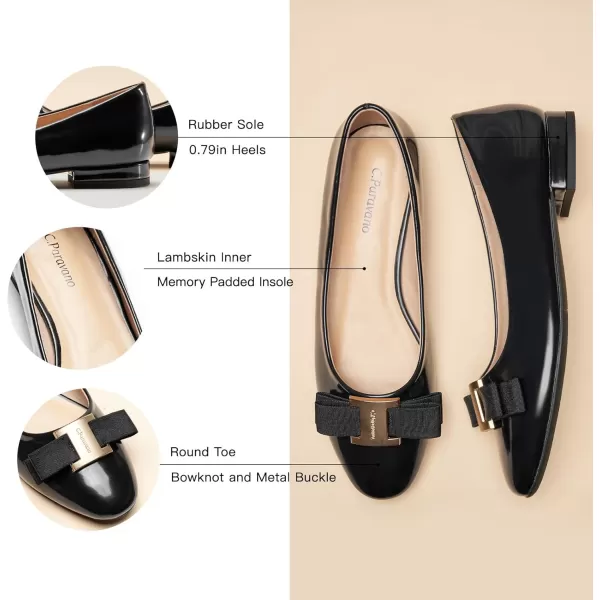 C.Paravano Women's Flats Bowknot Shoes Ballet Flats for Women Round Toe Flats Leather Shoes for Women Womens Shoes Dressy Casual