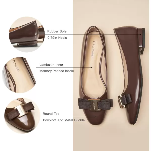 C.Paravano Women's Flats Bowknot Shoes Ballet Flats for Women Round Toe Flats Leather Shoes for Women Womens Shoes Dressy Casual