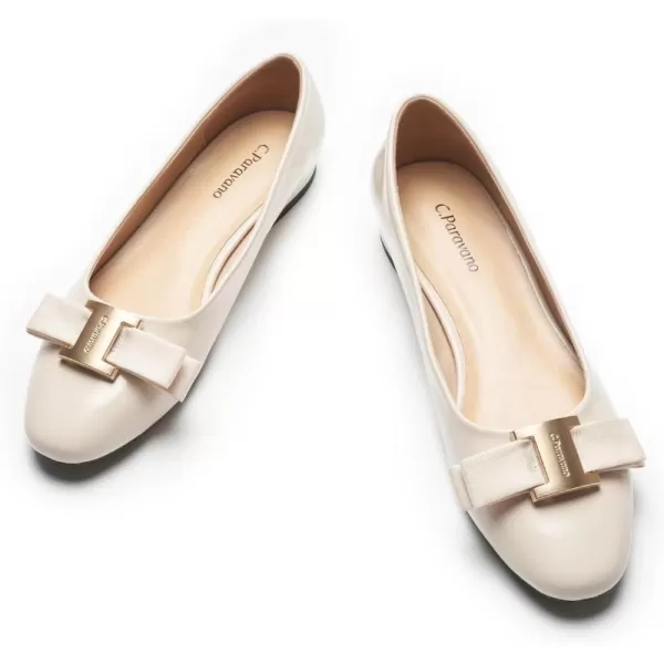 C.Paravano Women's Flats Bowknot Shoes Ballet Flats for Women Round Toe Flats Leather Shoes for Women Womens Shoes Dressy Casual