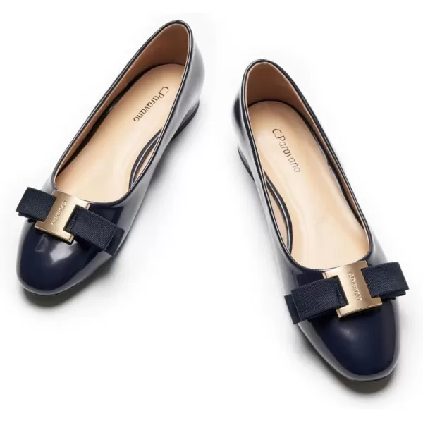 C.Paravano Women's Flats Bowknot Shoes Ballet Flats for Women Round Toe Flats Leather Shoes for Women Womens Shoes Dressy Casual