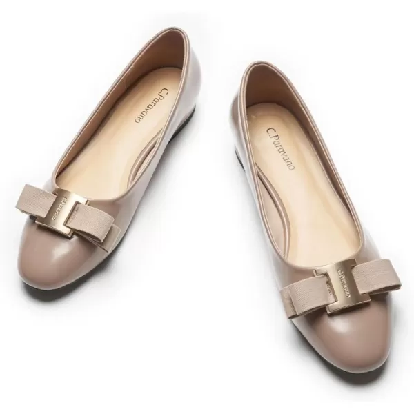C.Paravano Women's Flats Bowknot Shoes Ballet Flats for Women Round Toe Flats Leather Shoes for Women Womens Shoes Dressy Casual