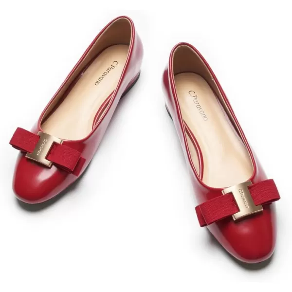 C.Paravano Women's Flats Bowknot Shoes Ballet Flats for Women Round Toe Flats Leather Shoes for Women Womens Shoes Dressy Casual